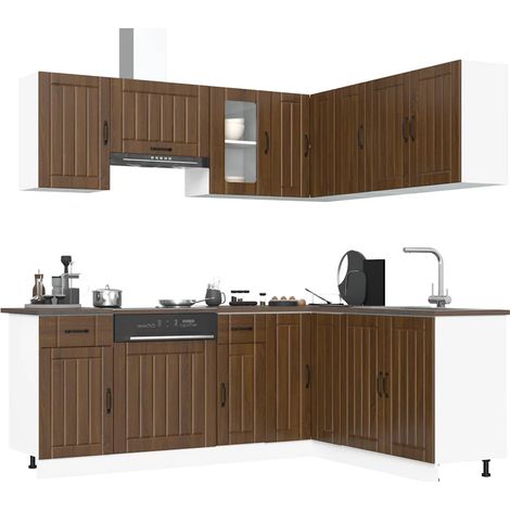 11-tlg. Küchenschrank-Set Kalmar Braun Eichen-Optik Holzwerkstoff