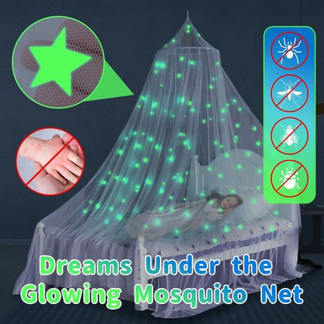 Auvent de lit pour lit de fille avec étoiles lumineuses - Décoration de chambre de princesse, Filet de plafond pour lit de tout-petit Tailles twin ou full pour enfants, Tissu ignifugé (1/3)