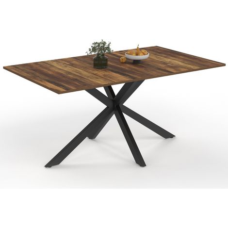 Rechteckiger Esstisch ALIX 8 Personen Spinnenbein dunkles Holz HAWKINS und schwarz 160 cm