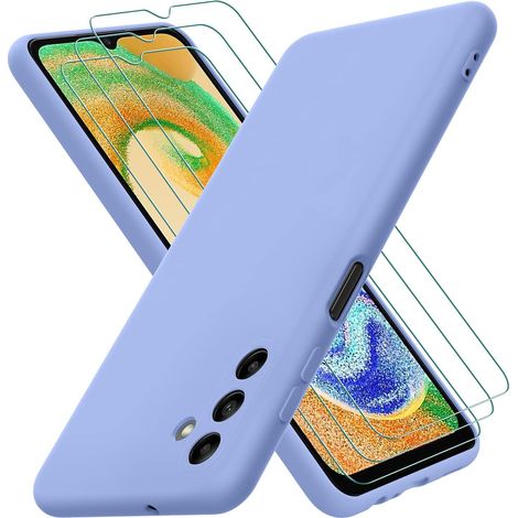 SET CUSTODIA IN SILICONE BLU PER SAMSUNG GALAXY A13 5G 3X VETRO TEMPERATO (1/5)