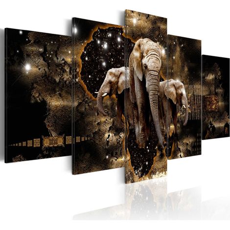 Tableau Imprimé "Brown Elephants" 50 x 100 cm (1/2)