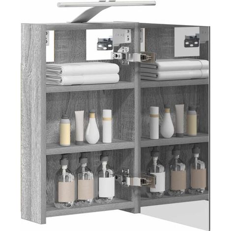 Armoire de Toilette avec Miroir, Gris Sonoma, 30 x 10,5 x 50 cm – Meuble de Rangement Mural pour Salle de Bain (1/5)