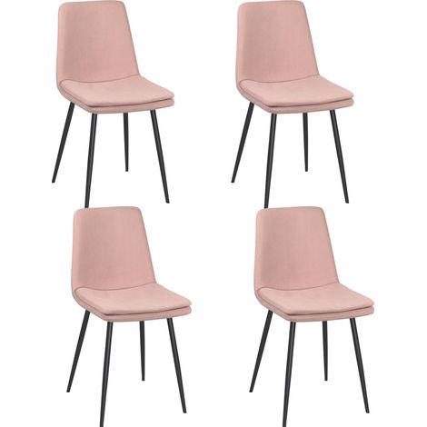 Lot De 4 Chaises Design Yam – Tissu à Rayures (Rose) (1/5)