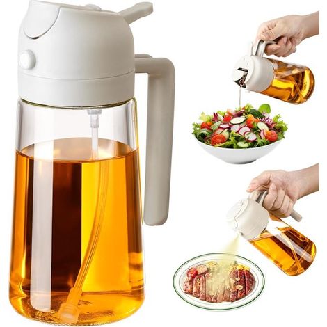 Dispenser e spruzzatore d'olio da 470 litri (2 in 1) per cucina e barbecue, bianco (1/5)