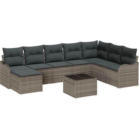 Maison Exclusive - Gartensofa-set Grau Poly-Rattan