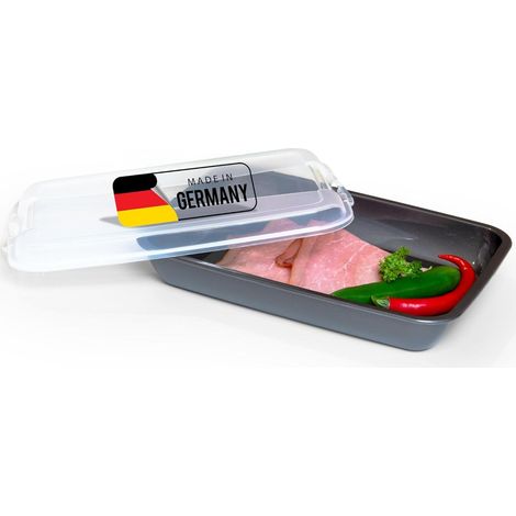 Boîte à charcuterie Novaliv Anthracite avec couvercle transparent, boîtes de conservation pour saucisses et fromages, dimensions 25 x 17 x 5 cm