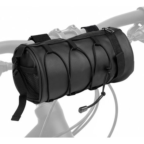 Borsa da manubrio per bicicletta, borsa da telaio impermeabile, robusta borsa arrotolabile con tracolla, accessorio versatile per bicicletta, 2,5 litri, nylon nero, 1 pezzo (1/5)