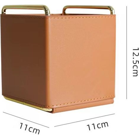 Pen Holder - PU Leather Pencil Cup - Desktop Organizer for Pens Pencils Office Supplies - 1 Piece (1/5)