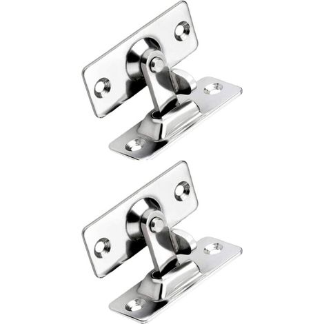 Lntyq Lot de 2 loquets de porte coulissants à 90 degrés, verrou d'angle de sécurité à angle droit en acier inoxydable, boucle pliante, convient aux portes coulissantes, argent (1/5)