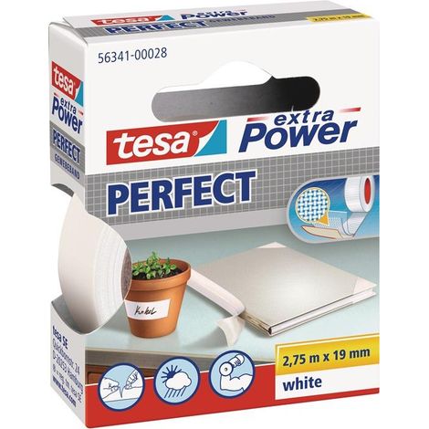 Ruban adhésif toilé - TESA - 56341-00028-02 EXTRA POWER - Blanc - 2.75 m x 19 mm - Multi-usages
