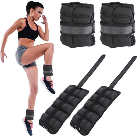 Set 2 Pesi Polsi e Caviglie 2,25 kg Allenamento Palestra Aerobica Fitness Nero (1/5)