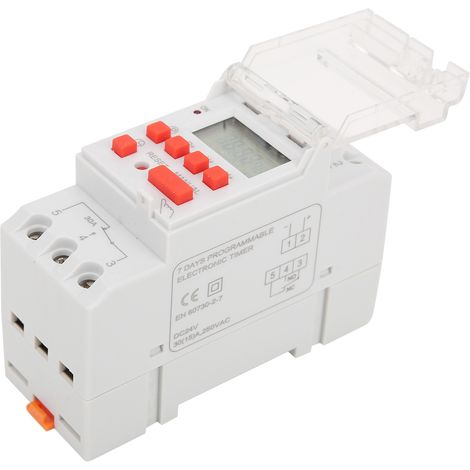 Minuterie hebdomadaire 12/24 h, 30 A, 24 V CC, avec écran LCD et relais programmable (1/5)