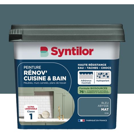 Peinture Rénov' Cuisine & Bain Biosourcée Syntilor 0,75L Bleu Abysse Mat (1/5)