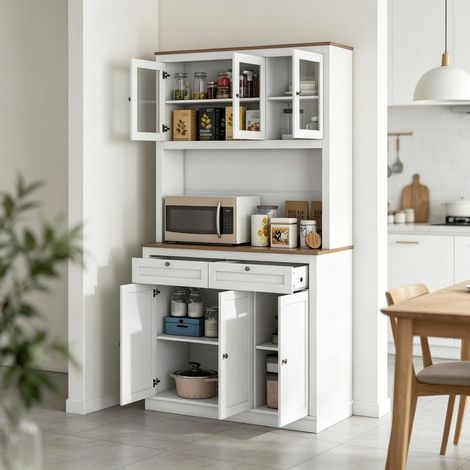 Buffet rangements ouverts Bahut étagères ouvertes tiroirs et grand espace de rangement (1/5)