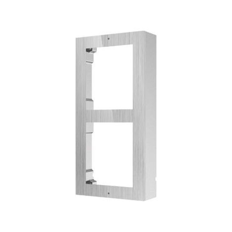 Cassa di distribuzione superficiale per videoportieri Hikvision fino a 2 moduli in alluminio aeronautico con pannello in acciaio inox, compatibile con moduli Hikvision