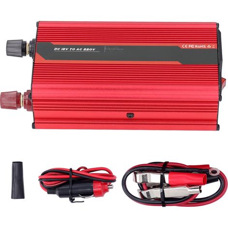 Convertisseur de puissance Intelligent à onde sinusoïdale Pure en alliage d'aluminium, DC12V à AC220V, 300W, pour Camping en plein air (1/5)