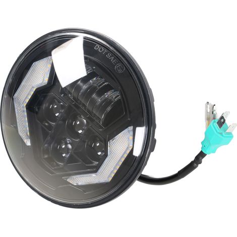 Phare LED rond de 7 pouces avec feux de route et de croisement, feu de jour, étanche IP67, pour voiture et moto (1 pièce) (1/5)