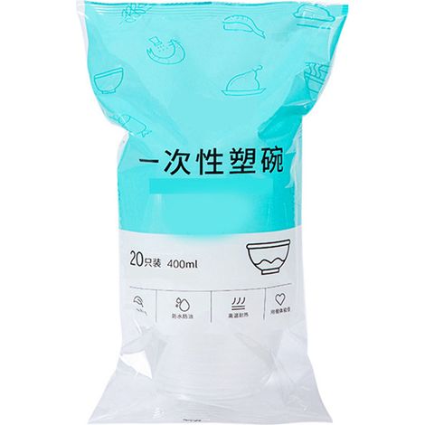 20 bols jetables en plastique transparent, vaisselle alimentaire portable, sécurité, idéal pour dessert, bento, soupe ou déjeuner (1/5)