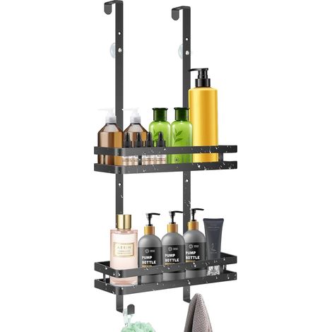 Douche Rack-Hanging Type-Deux Couches Amovible 740350120mm-1 Pack (Noir) (1/5)