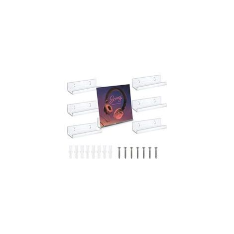 (Transparent)6 Pièces accroche vinyle mural porte support étagère vinyle murale autocollant avec fixations à vis (1/5)
