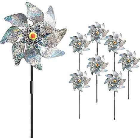 Effaroucheur Oiseaux élement décoratif de jardin,8 Pièces Anti-Oiseaux Moulin à Vent,pour Protéger Le Jardin, Verger et Cour Intérieure (1/5)
