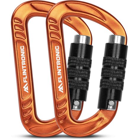 Mousqueton Verrouillage, Mousqueton en Alliage d'aluminium, Mousquetons Robustes Forme D, pour Hamac, Camping, Randonnée, Ski, Vélo (1/5)