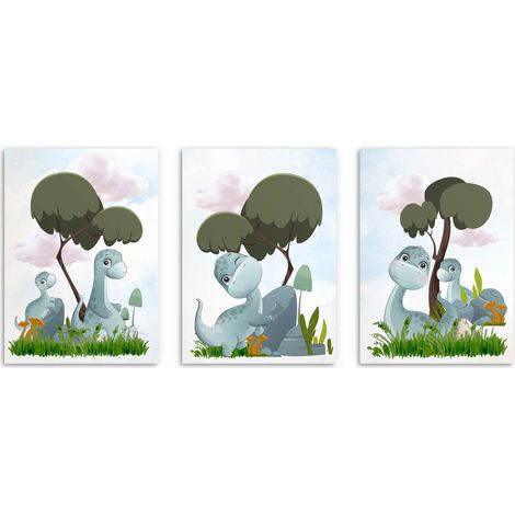Ensemble d'affiches pour enfants dinosaures pastel pour une chambre d'enfant 50x70 (1/5)