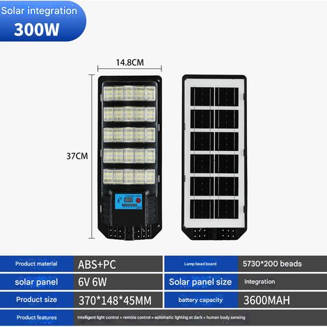Applique de jardin murale solaire 300 W avec capteur de présence humaine automatique (1/5)
