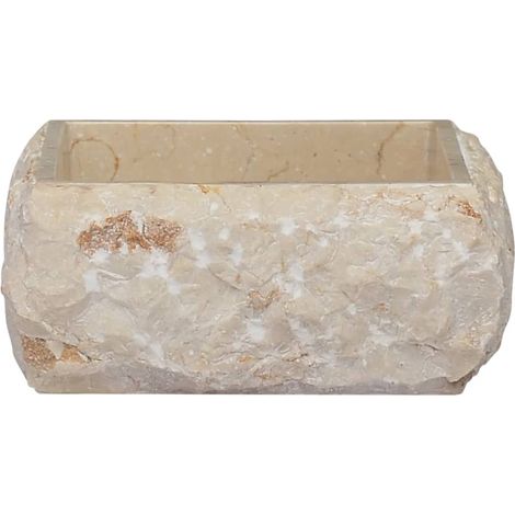 Lavabo vasque à poser Luxueux, Bac à laver, Crème 30x30x13 cm Marbre OIB3165E (1/5)