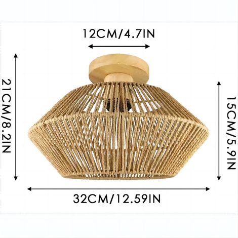 Lustre en rotin tissé bohème, suspension cage artisanale en osier naturel, lampe mini ferme pour salon, chambre, cuisine et entrée