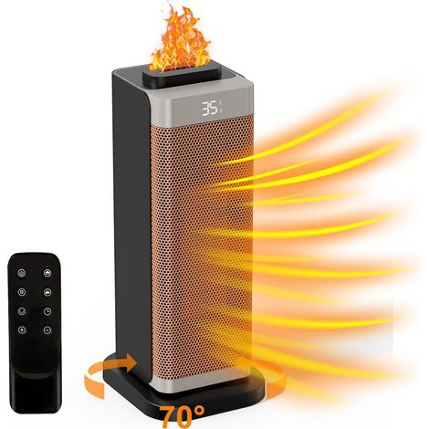 Radiateur soufflant électrique Salon 2000W Effet de Flamme Fonction d’Humidificateur Ventilateur de chauffage silencieux (1/5)