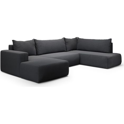 U-Sofa 5-sitzig umbaubar Truhe Bliss Dunkelgrau