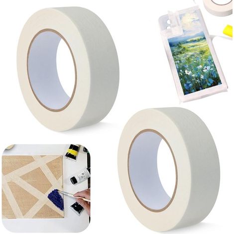 2 rotoli di nastro adesivo di carta, nastro da pittore, nastro adesivo per pareti, nastro di marcatura per separazione dei colori su pareti, auto, quadri, pavimenti (3,5 cm  50 m bianco) (1/5)