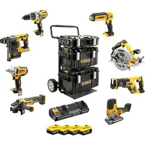 Dewalt – Pack de 8 outils électroportatifs sans fil 18V – 4 batteries 5Ah – Moteur Brushless – Chargeur rapide double – Coffrets Tough Box (1/10)