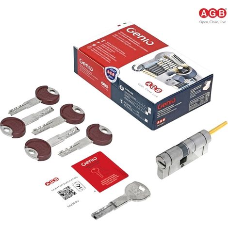 CILINDRO AGB GENIO CON CODOLO LUNGO MM. 60 ( 25-10-25C ) E 5 CHIAVI PUNZONATE
