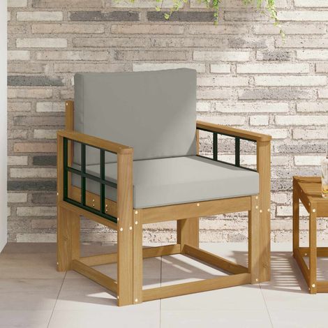 Ensemble de Canapé d'Extérieur 2 Pièces en Bois d'Acacia Massif et Polyester Blanc et Gris, 15.8kg - PANGIVO (1/5)
