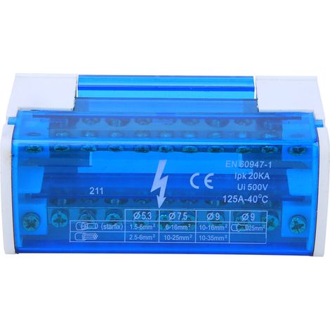 Boîte de distribution de bornes DIN Rail à 2 niveaux monophasé avec couvercle de poussière transparent 211-Crezuo