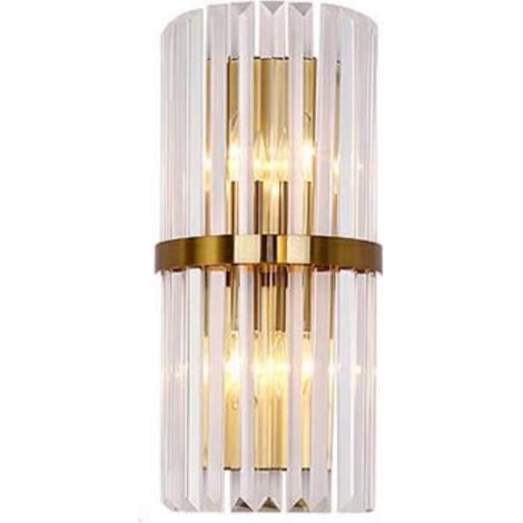 Appliques murales en cristal E14Lampe, luminaires muraux en cristal modernes (Base dorée) (1/5)