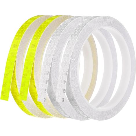 CSPARKV 4 Rolls Self-Adhesive Reflective Tape, Reflective Warning Tape, Reflective Strip, Waterproof and High Brightness Warning Tape, for Cars, Bicycles, Motorcycles, Outdoors (1/5)