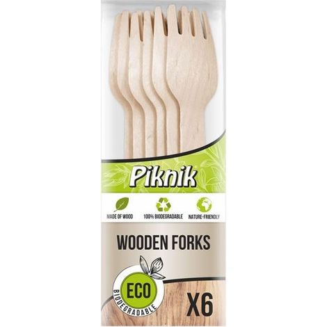 Picknickgabeln aus Holz, 6 Stück, ECO Kuchcik 4079 (1/5)
