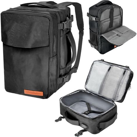 Zaino da viaggio 40x20x25 cm per aereo, bagaglio a mano leggero - nero