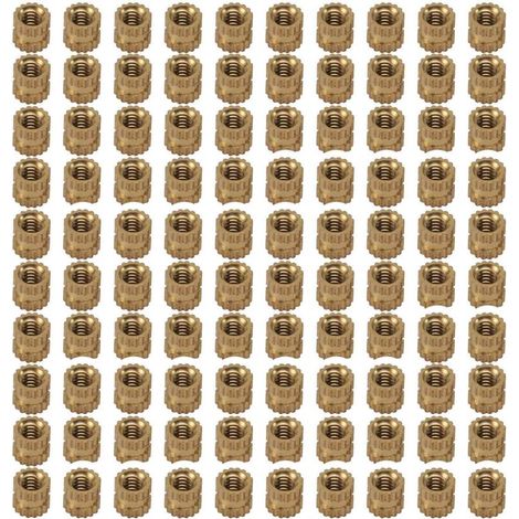 M2 x 3mm Cylindre en laiton molete filete Ecrous ronds incorpores 100pcs