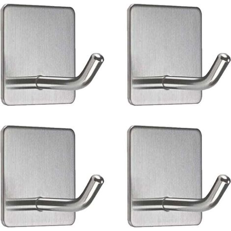 4er-Set selbstklebende Edelstahl-Wandhaken mit quadratischer Basis, XU, Wandhandtuchhaken für Badezimmer- und Küchentür - KZQ (1/4)