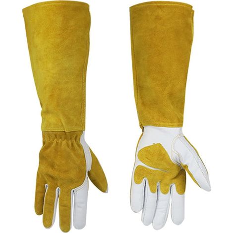 Gants De Jardinage - Cuir Pleine Fleur - Manchette Longue - Protection Thermique - Tailles S M L - Par 1 Paire (1/5)