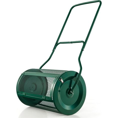 Épandeur à Compost de 60,5 cm Rouleau en Treillis Métallique Épandeur de Gazon avec Poignée en Forme de ‘U’ Loquets Latéraux Vert CW2165 Maison Chic (1/2)