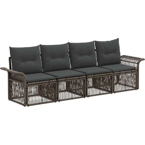 Gartensofa-set 4 pcs Grau Poly-Rattan vidaXL