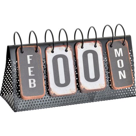 DKD Home Decor Calendrier Noir En Métal Vintage (1/3)