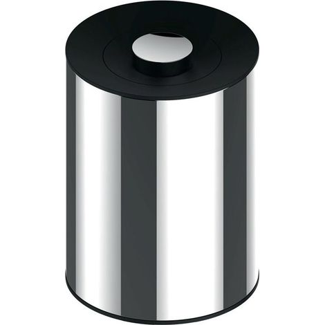 Keuco Plan Abfalleimer mit Deckel 04989170037 5 l, Abfallbehälter / Kosmetikeimer, Standmodell, herausnehmbarer Innenbehälter, Aluminium / Schwarz (1/4)