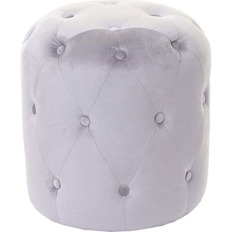 Poggiapiedi pouf elegante HHG-515 velluto 39x39x42cm grigio chiaro