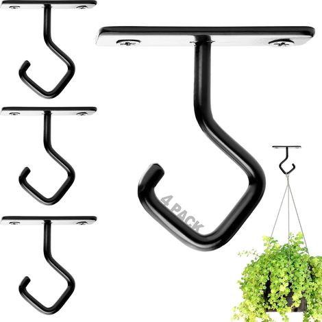 Lot de 4 crochets de plafond en fer de 6,35 cm (2,5 pouces) pour plantes suspendues - Usage intérieur, également pour fixation murale (1/5)
